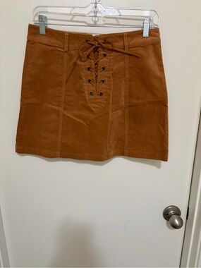 Forever 21 Lace-Up Suede Mini Skirt in Cognac